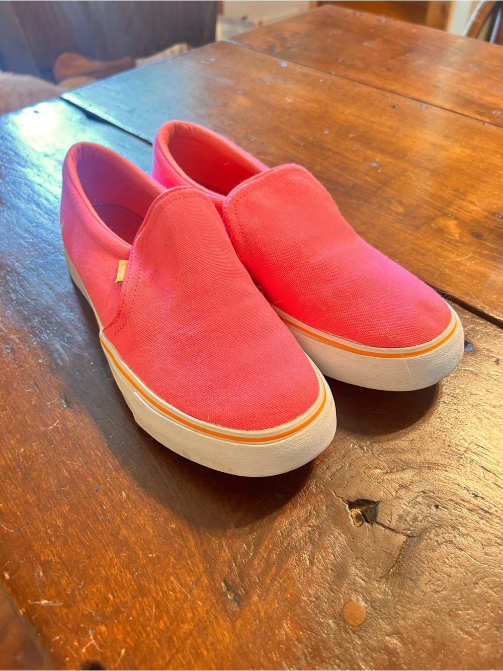 Nike Womens Slip-On Sneakers in Hot Pink with Orange Trim